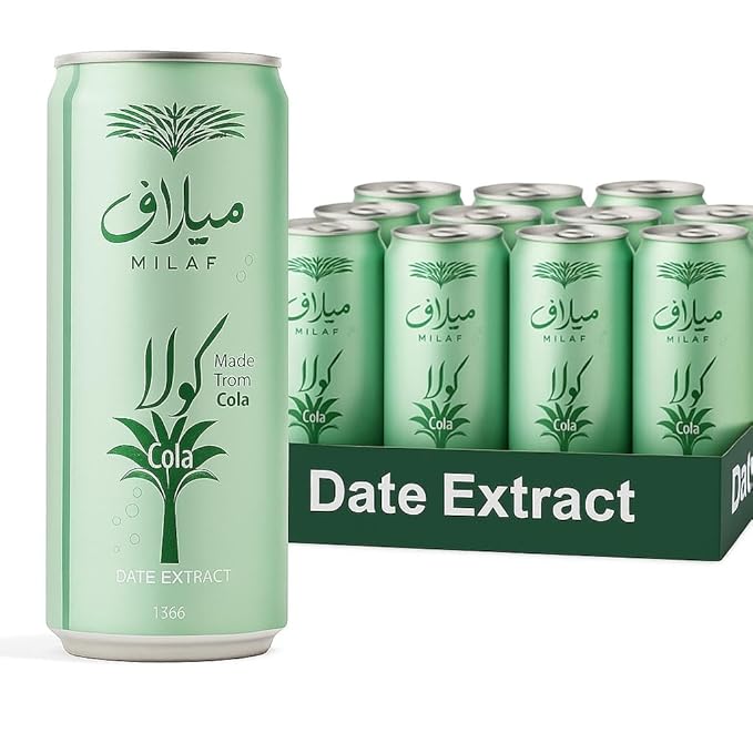 Milaf Date Cola - 8.1 fl oz | Sweet Carbonated Soda Soft Drink Made with Date Extract | Refreshing Non-Alcoholic Beverage | Ideal for Those Following Alcohol-Free Lifestyle (Pack of 12)