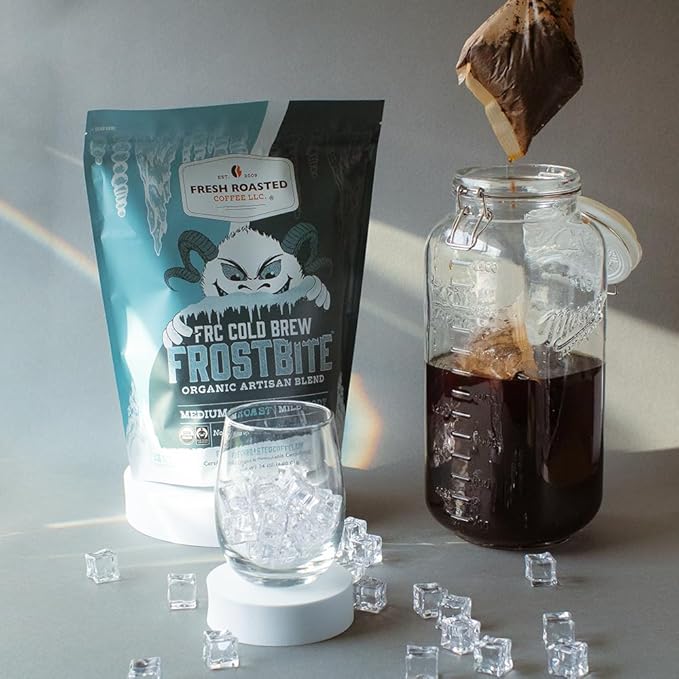 Fresh Roasted Coffee Organic Frostbite Cold Brew Coffee Filter Packs | Mold &amp Myco Tested USDA Organic Kosher | Medium Roast 12 Count 24 oz