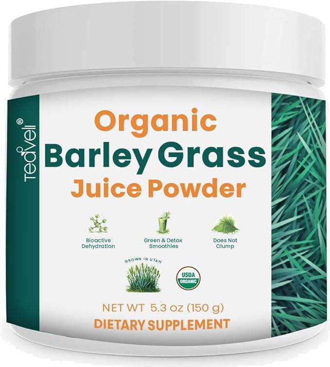 Organic Barley Grass Juice Powder– Utah Grown Raw Barley Grass Juice Extract &amp Green Juice Powder for Detox- Complements Wheatgrass Juice- Made to EverRaw® Standard with BioActive Dehydration™- 5.