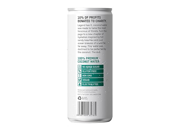 Once Upon a Coconut Premium Coconut Water - Low Calorie All-Natural Drink with Electrolytes - Non-GMO - Gluten-Free - 10.8 Fl Oz (Pack of 12)