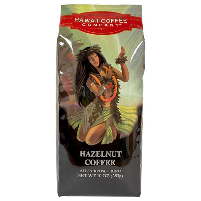 Hawaii Coffee Company Hazelnut Flavor Ground Coffee 10oz Bag