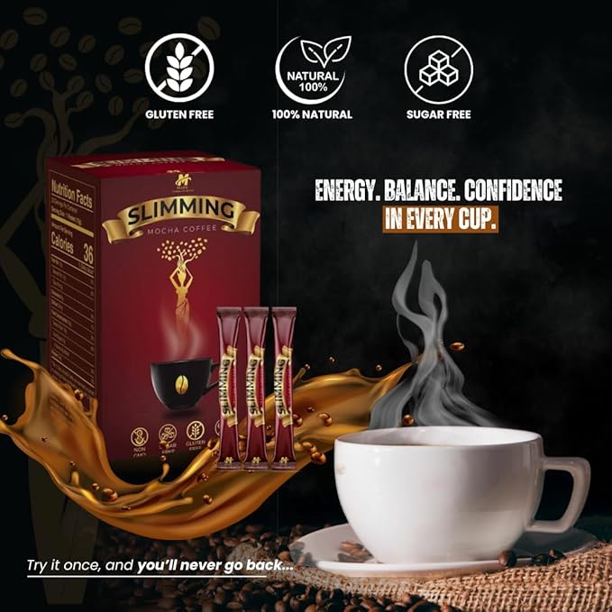 Slimming Mocha Coffee – Burn + Control Herbal Coffee – Metabolism &amp Weight Management – Premium Arabica &amp Robusta Blend – Sugar Free Gluten Free Keto Friendly