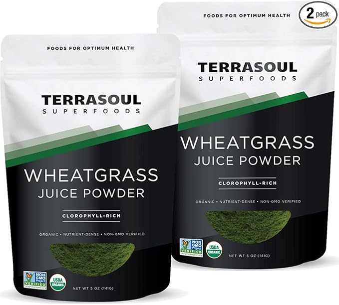 Terrasoul Superfoods Organic Wheat Grass Juice Powder 10 Oz (2 Pack) - Grown in Utah Made from Concentrated Juice Superior to Wheatgrass