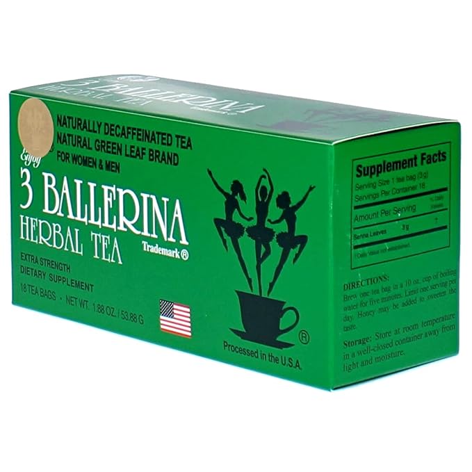 3 Ballerina Diet Tea Extra Strength for Men and Women (6 Boxes x 18 Bags)