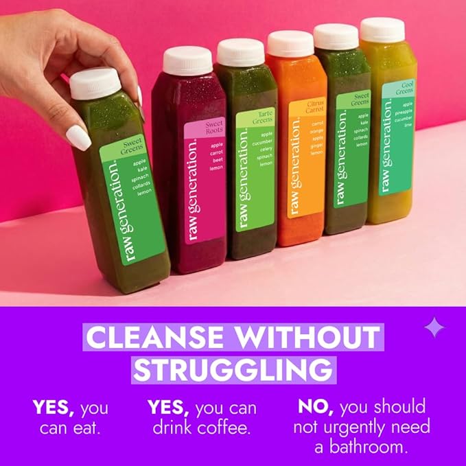 Raw Generation 3-Day Debloat Reset Cleanse – Plant-Based Nutritional Reset for Bloating &amp Digestive Comfort | Cold-Pressed Raw Juice Program to Help You Feel Lighter &amp Less Puffy