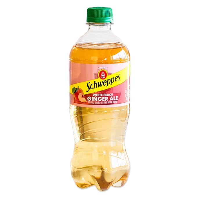 Schweppes White Peach Ginger Ale - Refreshing Crisp Delicious - 12 20oz Bottles