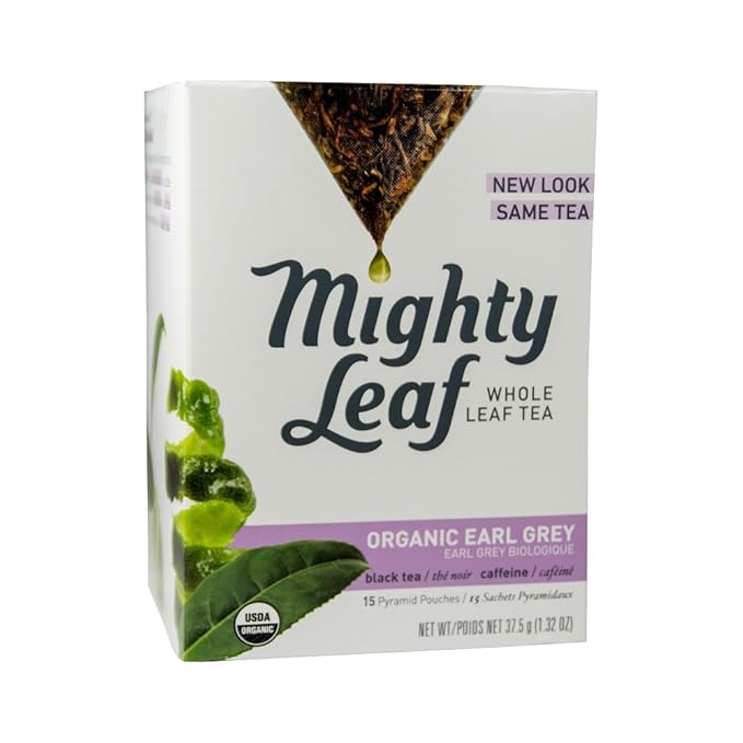 Mighty Leaf Whole Leaf Tea Organic Earl Grey 45 Tea Bags (Pack of 3 15CT each) Individual Pyramid-Style Tea Sachets of Organic Caffeinated Black Tea with Organic Bergamot Delicious Hot or Iced