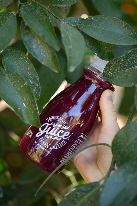 Squeezed Juice 100% Pomegranate Juice 11 FL OZ 6 Pack Bottles | HPP Pasteurized | Not from Concentrate | Fresh Pressed | California Fruit Juice | Kosher