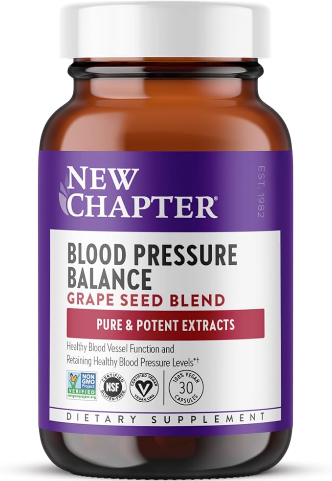 New Chapter Blood Pressure Supplement Take Care with Organic Vegan Grapeseed + Black Currant + Non-GMO Ingredients 30 Count