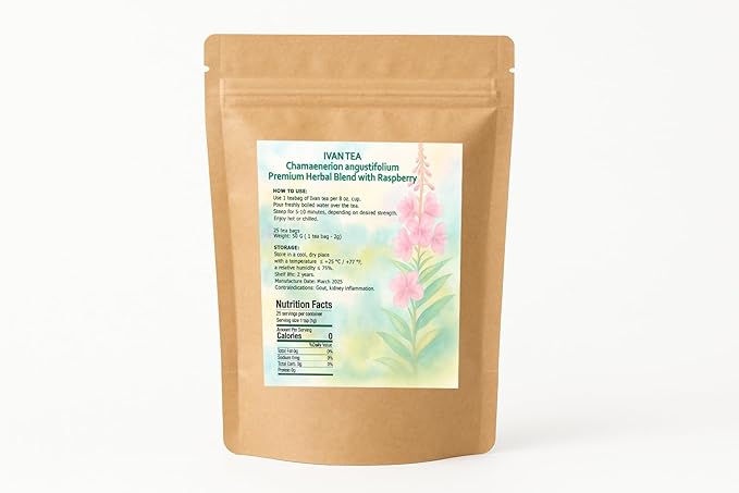 Ivan Tea Fermented Fireweed 25 Tea Bags – Traditional Russian Tea for Relaxation and Wellness – Caffeine-free Ivan Chai with Dried Raspberries – Chai Tea Иван Чай