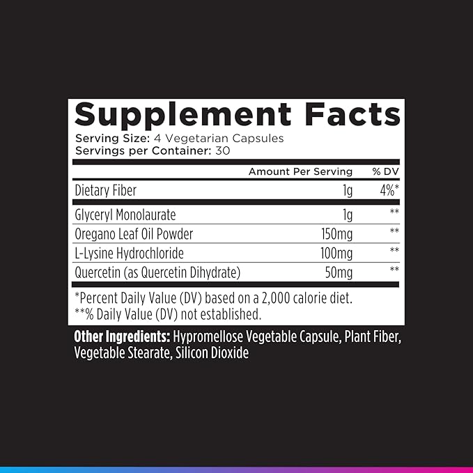 Livingood Daily Immune Support Supplement 4-in-1 Formula with Oregano Oil Monolaurin L Lysine &amp Quercetin Gut &amp Digestive Health Gluten Free Vegan Non GMO Allergen Free 120 Capsules