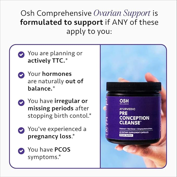 Ayurvedic Preconception Cleanse | Ovarian &amp Uterus Cleanse for Hormonal Balance | TTC Support | PCOS Supplements | Cycle Regularity | with Stinging Nettle Red Clover and more | 30 Servings