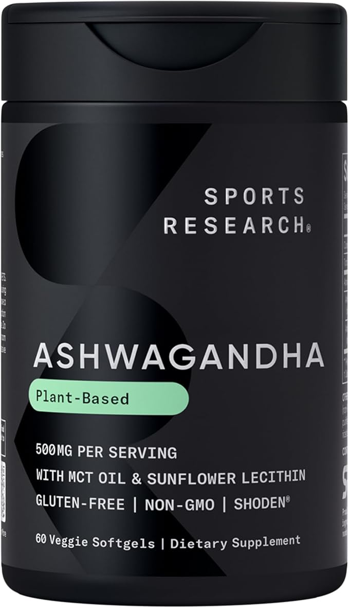 Sports Research De-Stress &amp Sleep Bundle - Melatonin-Free Sleep Complex Double Strength L-Theanine Supplement and Ashwagandha Softgels with Coconut MCT Oil for Relaxation Calm &amp Sleep Suppor