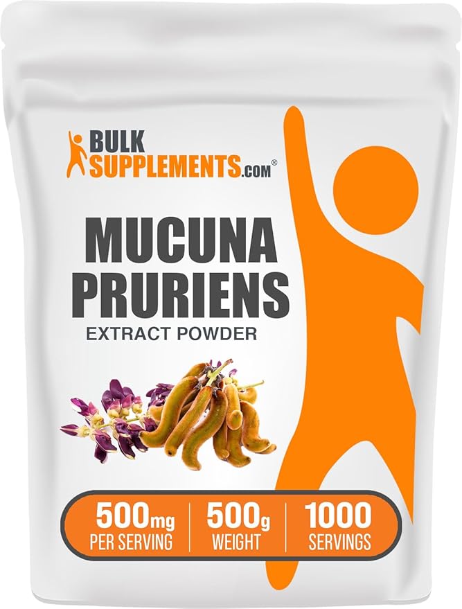 BulkSupplements.com Mucuna Pruriens Extract Powder - Mucuna Pruriens Supplements Herbal Supplement - Vegan &amp Gluten Free 500mg per Serving 500g (1.1 lbs) (Pack of 1)