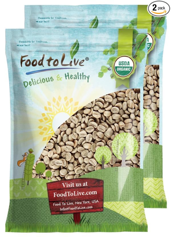 Food to Live Organic Nicaragua Arabica Green Coffee Beans 20 Pounds – Whole Unroasted Washed Bean. Fresh Crop. No-GMO Vegan Bulk