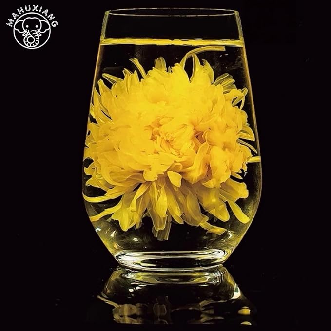 MAHUXIANG Golden Silk Chrysanthemum Tea Bags 100 Individual Tea Sachets – 1 Whole Flower Bud per Bag Caffeine-Free Herbal Tea Gluten-Free