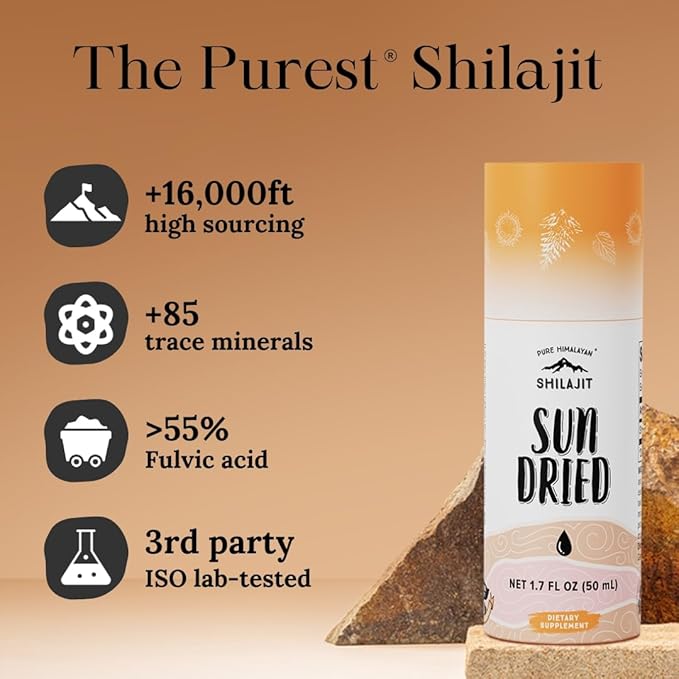 Pure Himalayan Shilajit ® Sun Dried Liquid Drops - Immune Support Supplement Energy Boost Detox Cleanse Anti-Aging and Wellness - Natural Trace Minerals &amp Fulvic Acid Complex (50ml Pack of 1)