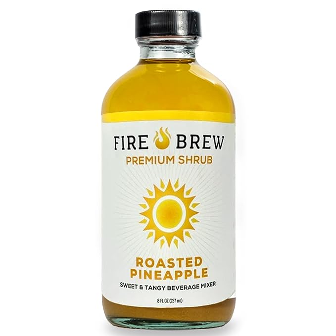 Fire Brew Premium Shrub – Roasted Pineapple Shrub | 16 Concentrated Servings of the Healthiest Organic Ingredients to Boost Wellness Hydrate and Help with Infections Injuries and Joint Pain – 8oz