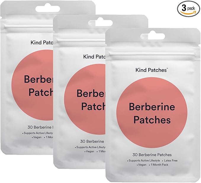 Kind Patches Berberine Patches with L Glutamine Chromium Pomegranate and Cinnamon - 3 Pack 90 Patches