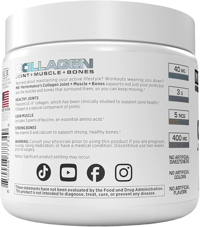 MRI Performance Collagen Peptides Joint Muscle &amp Bone Support with Hydrolyzed Type I &amp III Collagen (Tropical Fruit Punch 20 Servings)
