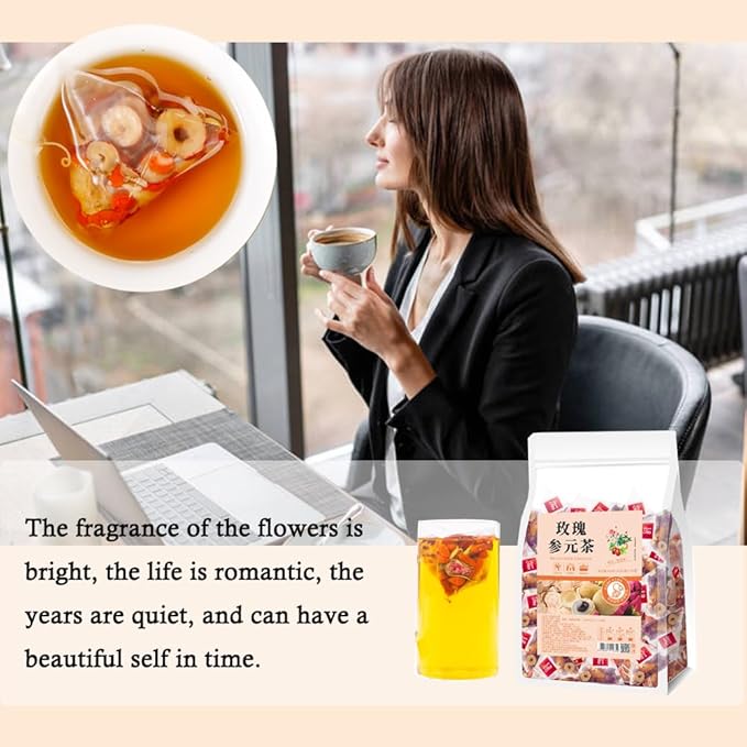 30Bags Rose Ginseng Tea BagsCombination Of Floral Tea Beauty And Beauty Conditioning Health Holiday Scented Tea 10.58OZ Festival Gift