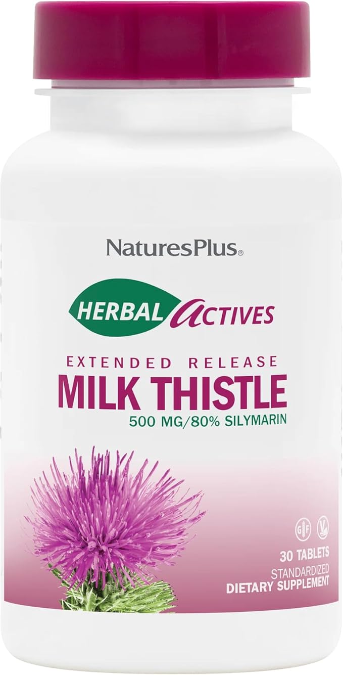 NaturesPlus Herbal Actives Milk Thistle Extended Release - 30 Tablets - Non-GMO Vegetarian Gluten Free - 30 Servings