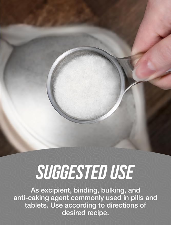 BulkSupplements.com Microcrystalline Cellulose Powder - MCC Powder Microcrystalline Cellulose Food Grade - Excipient Binder &amp Anti-Caking Agent 500g (1.1 lbs) (Pack of 1)