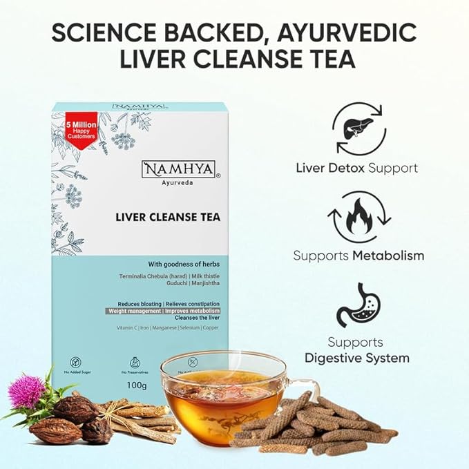 NAMHYA Liver Cleanse Tea with Harad Milk Thistle with goodness of Herbs 3.53 oz (50 Servings)