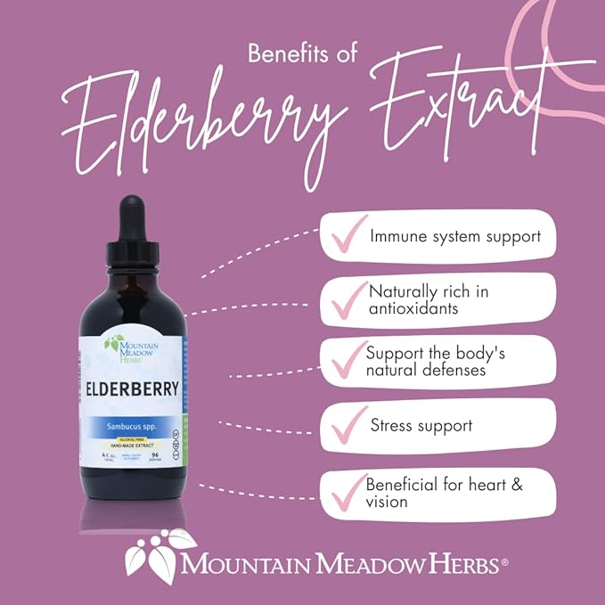 Mountain Meadow Herbs Elderberry Extract | All Natural Immune Booster | Fast-Acting Liquid Concentrate | Promotes Immune System Health | Tincture 4 oz.