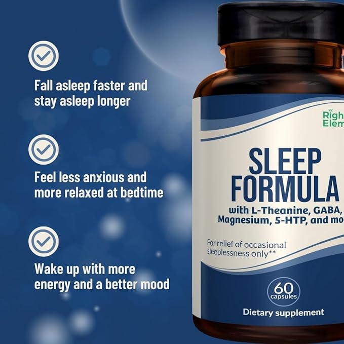 Sleep Formula with L-Theanine GABA Magnesium 5-HTP and More (1-Pack)