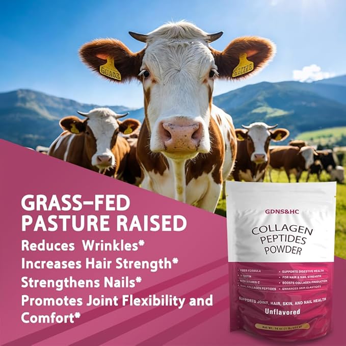 GDNS&ampHC Collagen Peptide Powder Unflavored (Collagen16 oz) – This Instant Soluble Collagen Supplement is formulated to Boost Skin Hair Nail and Joint Health Making it Your Perfect Daily Choice