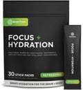 BrainTree Nutrition - Focus + Hydration - Electrolyte Drink Mix - Total Body Hydration - Supports Cognitive Function Energy &amp Muscle Recovery - Sugar Free - Refreshing - 30 Stick Packs