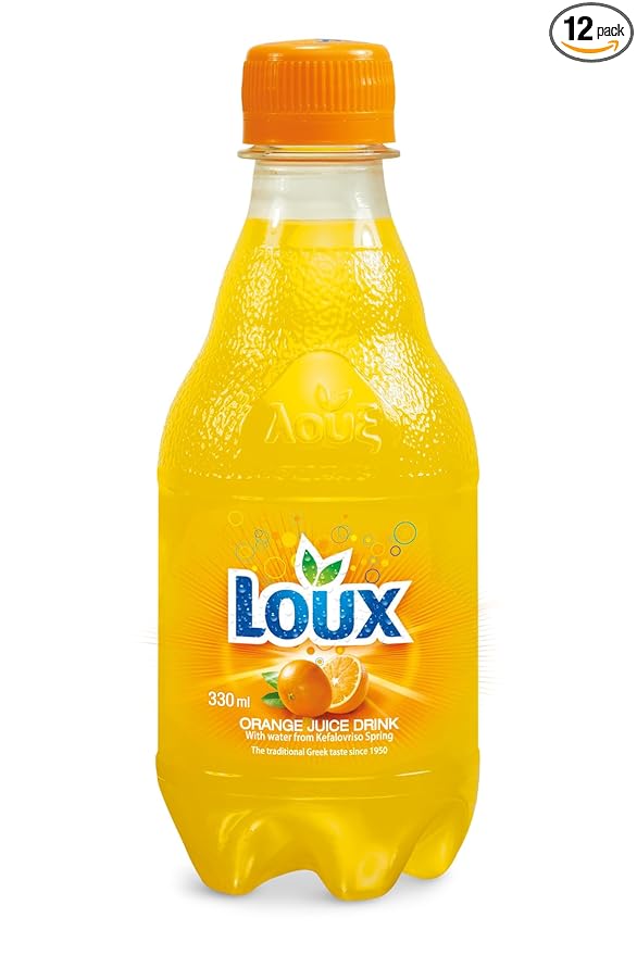 Loux | Greek Soft Drink | Orange | Pack of 12 | 330ml