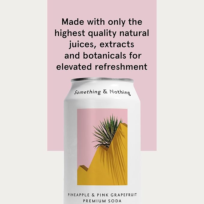 Something &amp Nothing Pineapple &amp Pink Grapefruit Flavoured Sparkling Water | Lightly Carbonated Full Flavoured with Grape &amp Lemon Juice | Vegan &amp Low Calorie Soda | 12 Fl Oz Cans (Pack