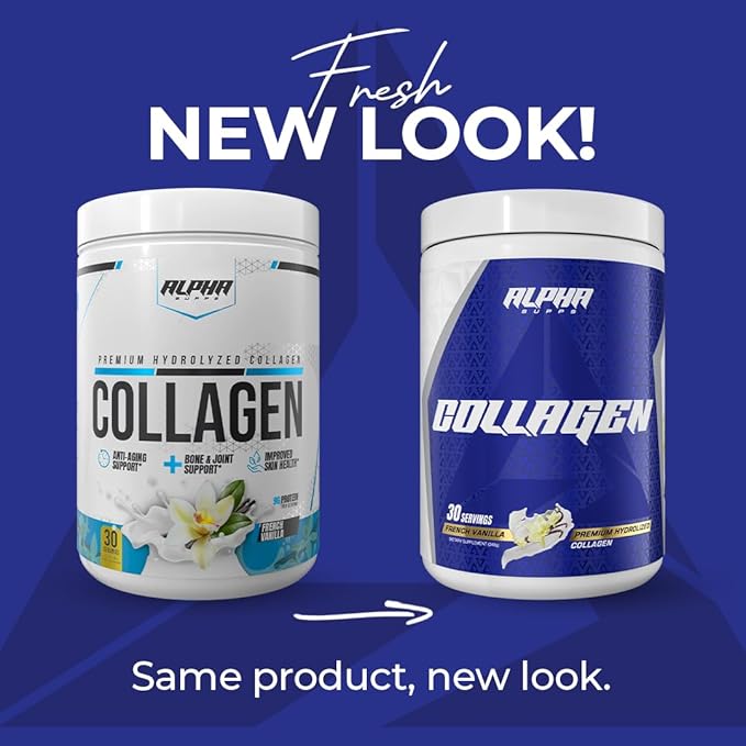 Alpha Supps Premium Hydrolyzed Collagen Protein Powder - Collagen Peptides Supplement for Men &amp Women with Digestive Enzymes - 30 Servings (Strawberry Lime)