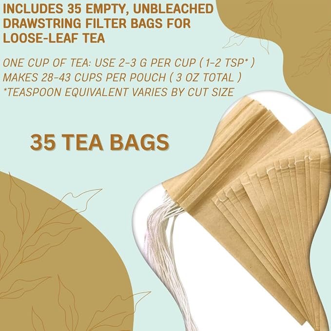 Boldo Herbal Tea — Traditionally Used for Digestive Comfort &amp Healthy Bile Flow | 35 Filtered Tea Bags Included | Caffeine-Free Gluten-Free | 3 oz Loose Leaf