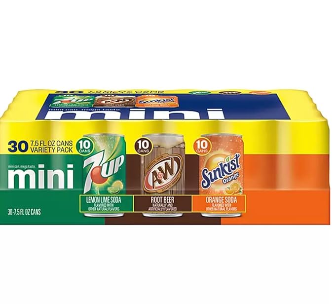 Valpa 7UP A&ampW Root Beer and Sunkist Variety Pack (7.5 fl. oz. 30 pk.)