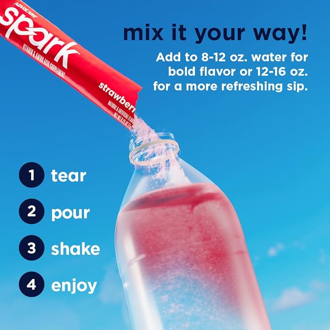 AdvoCare Spark - Energy Drink Mix - Vitamin &amp Amino Acid Supplement - Supports Energy &amp Focus* - Portable Immune Support* - Sugar-Free - Strawberry 14 Stick Packs (3.5 oz)