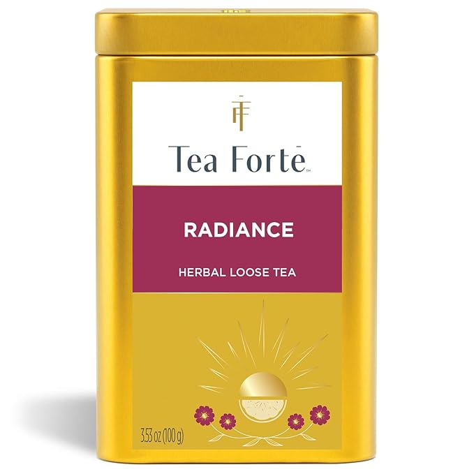 Tea Forte Radiance Premium Loose Leaf Caffeine-Free Herbal Tea Blend Canister Makes 35-50 Cups