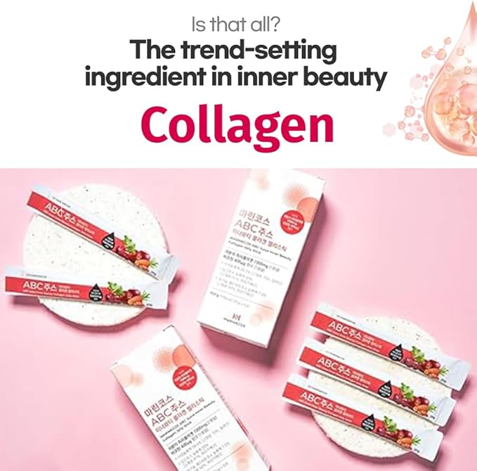 ABC Juice Inner Beauty Collagen Jelly Stick ㅣ Marine Collagen Peptides ㅣ Apple Beet Carrot Extract ㅣ Portable Daily Wellness ㅣ Skin Elasticity Support ㅣ No Sugar Added