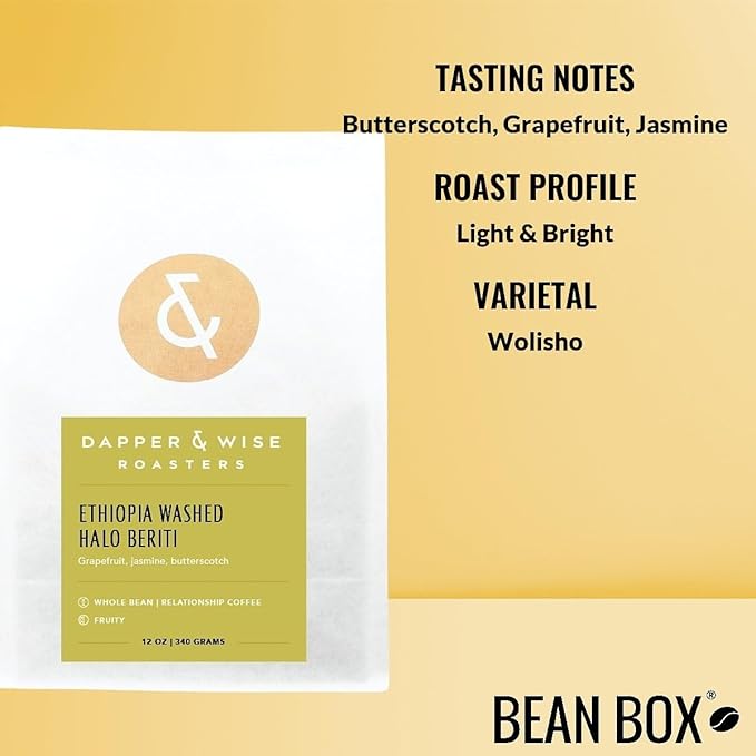 Ethiopia Washed Halo Beriti - Roasted by Dapper &amp Wise - Whole Bean Coffee - 12 Ounce Bag