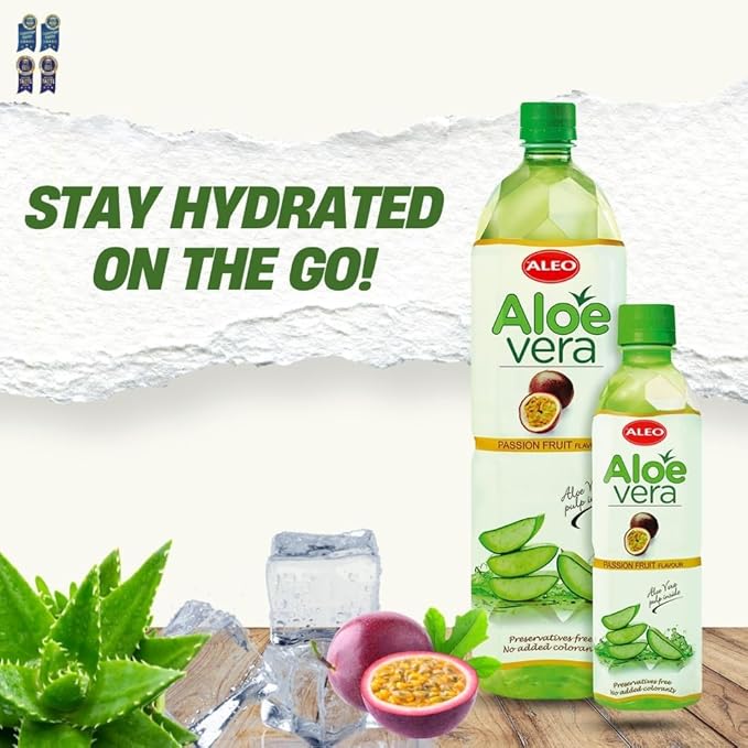 ALEO 1.5L Premium Passion fruit Aloe Vera Drink - Natural No Preservatives No Artificial Colors Superior Taste Award 2025