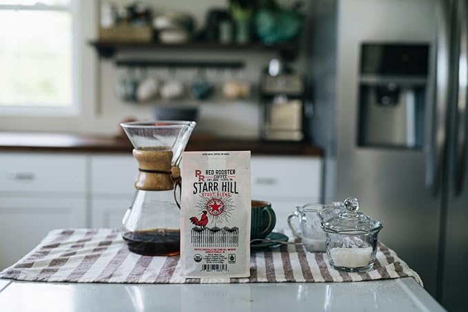 Red Rooster Coffee Organic Starr Hill Stout Coffee – Medium-Dark Roast Whole Bean – Notes of Dark Chocolate Praline &amp Citrus – 12oz – USDA Organic Fair Trade