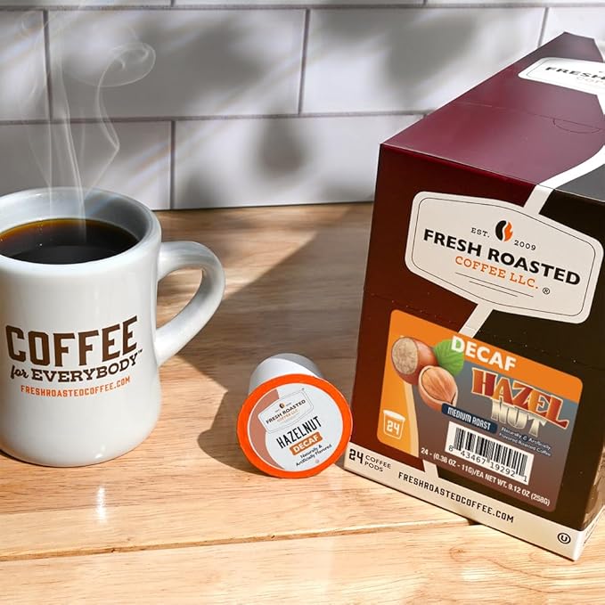 Fresh Roasted Coffee Decaf Hazelnut Flavored Coffee Pods 72 Count