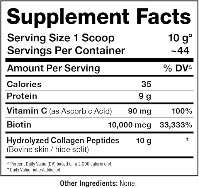 ALLMAX Collagen Powder Grass Fed &amp Pasture Raised – with Biotin (10000 mcg) &amp Vitamin C (90 mg) (440 Grams Unflavored)