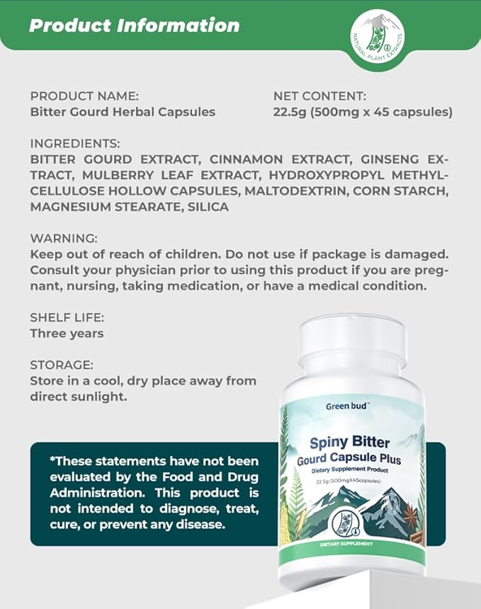 Blood Sugar Blend with Bitter Melon &amp Cinnamon Extract Healthy Blood Sugar Levels Metabolic Wellness &amp Energy Support for Men &amp Women Vegetarian Non-GMO 45 Capsules 5 Pack