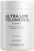 Codeage Ultra Life Telomeres Supplement - 5 MTHF Folate Vitamin B9 Vitamin B12 Methylcobalamin Vitamin D3 L-Theanine Ashwagandha - 3-Month Supply - DNA Methylation Cycle - Non-GMO - 90 Capsules