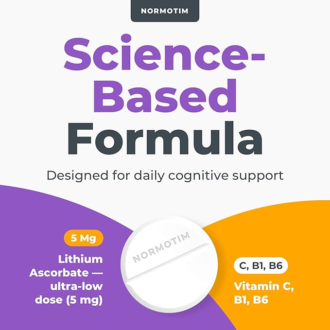 Lithium Supplement 5 mg for Memory &amp Focus – Lithium Ascorbate 5 mg with Vitamin B6 &amp Thiamin (B1) for Mental Clarity &amp Calm Mood – Fast-Melting Tablets – Lithium Orotate Alternative – 60