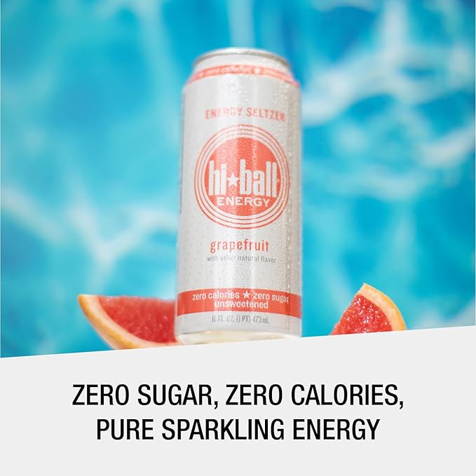 Hiball Energy Sparkling Energy Water Grapefruit 16 Fl Oz 8 Pack
