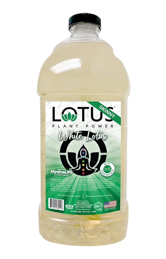 Lotus Energy Drink Concentrate 64 fl oz (Skinny White &amp Skinny Red) Pack of 2